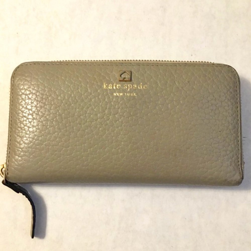 Kate Spade Wallet Tan Pebbled Leather Zip Around